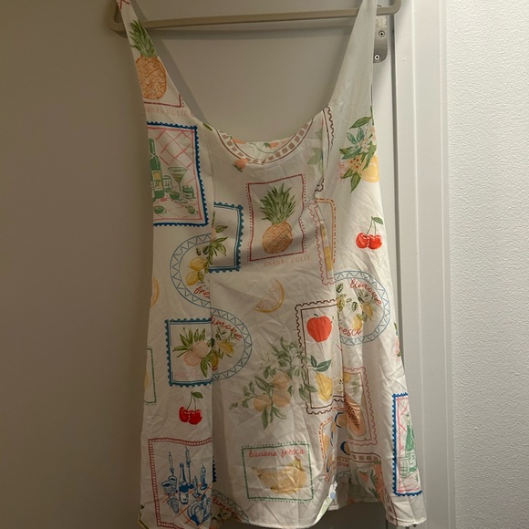 SHEIN White Lemon Print Square Neck Mini Dress - Picture 4 of 4